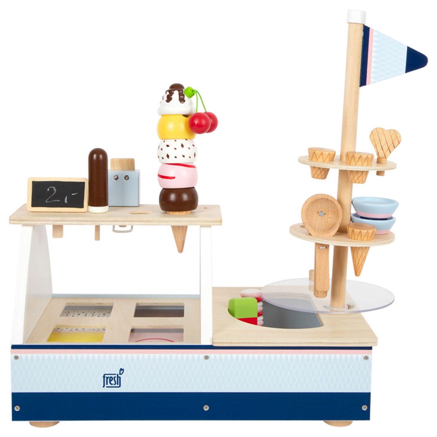 Propre de crème glacée en bois à petit pied, 21dlg.