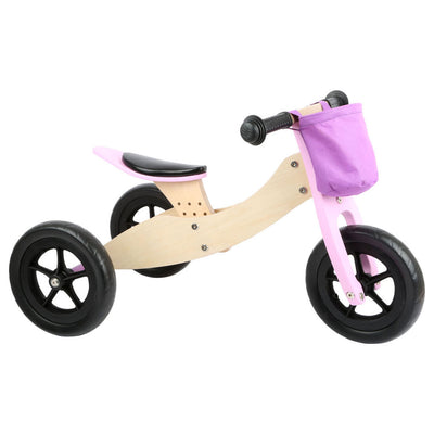 Petit tricycle en bois de petit pied et rose maxi 2in1