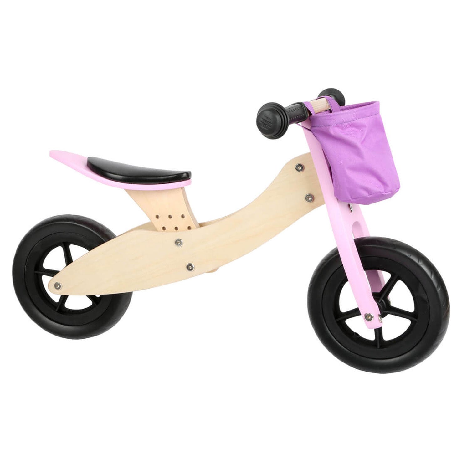 Petit tricycle en bois de petit pied et rose maxi 2in1