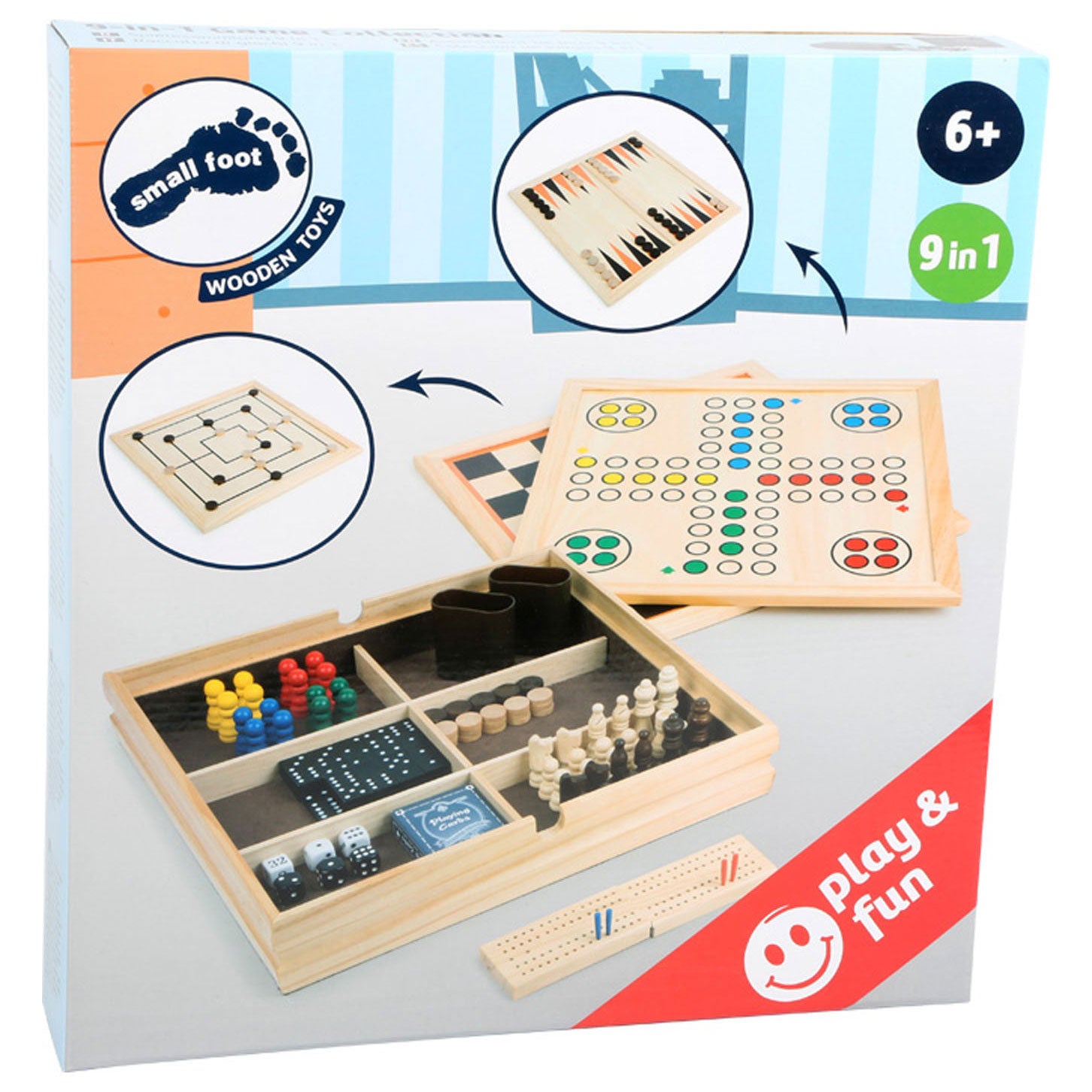 Jeux classiques en bois de petit pied 9in1