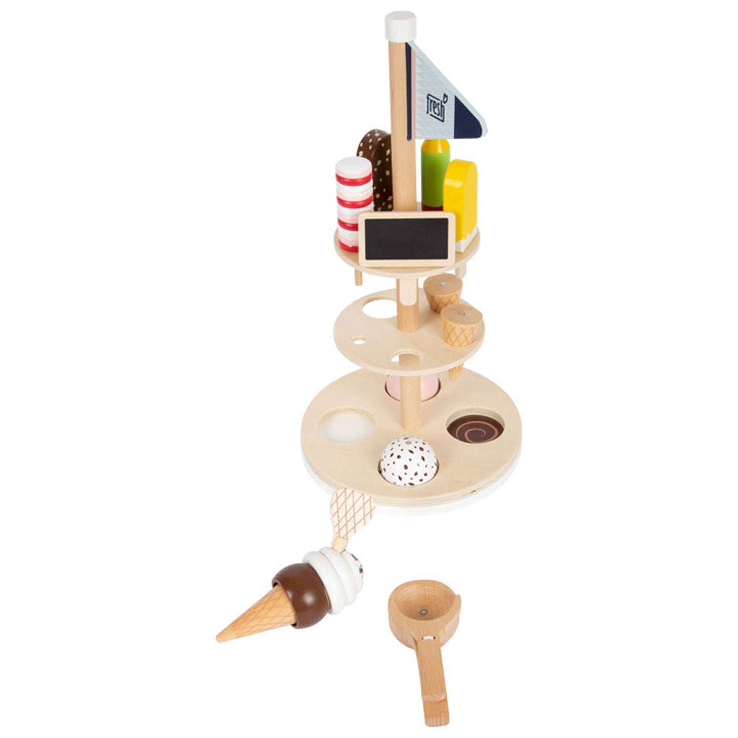 Petits glaces en bois avec support, 15dlg.
