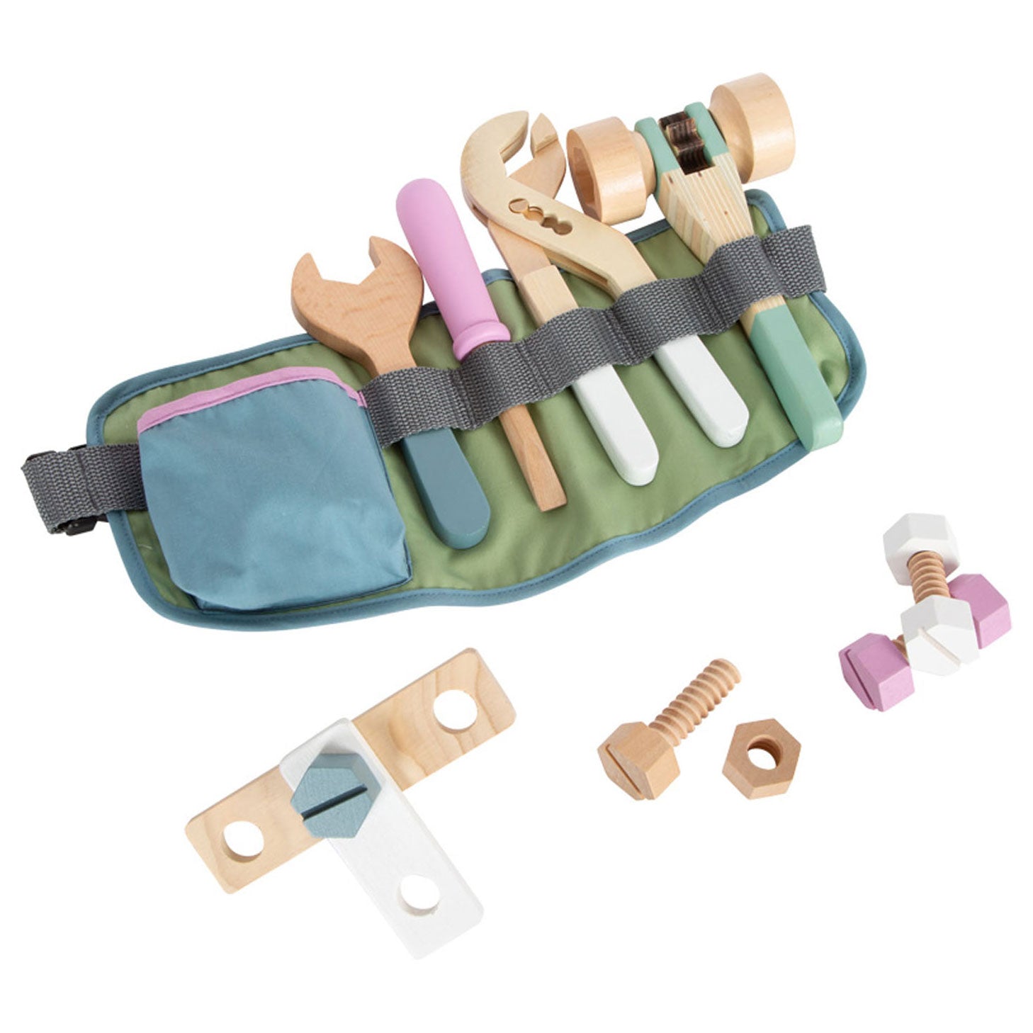 Petite ceinture à outils pour les pieds avec outils en bois, 15pcs.