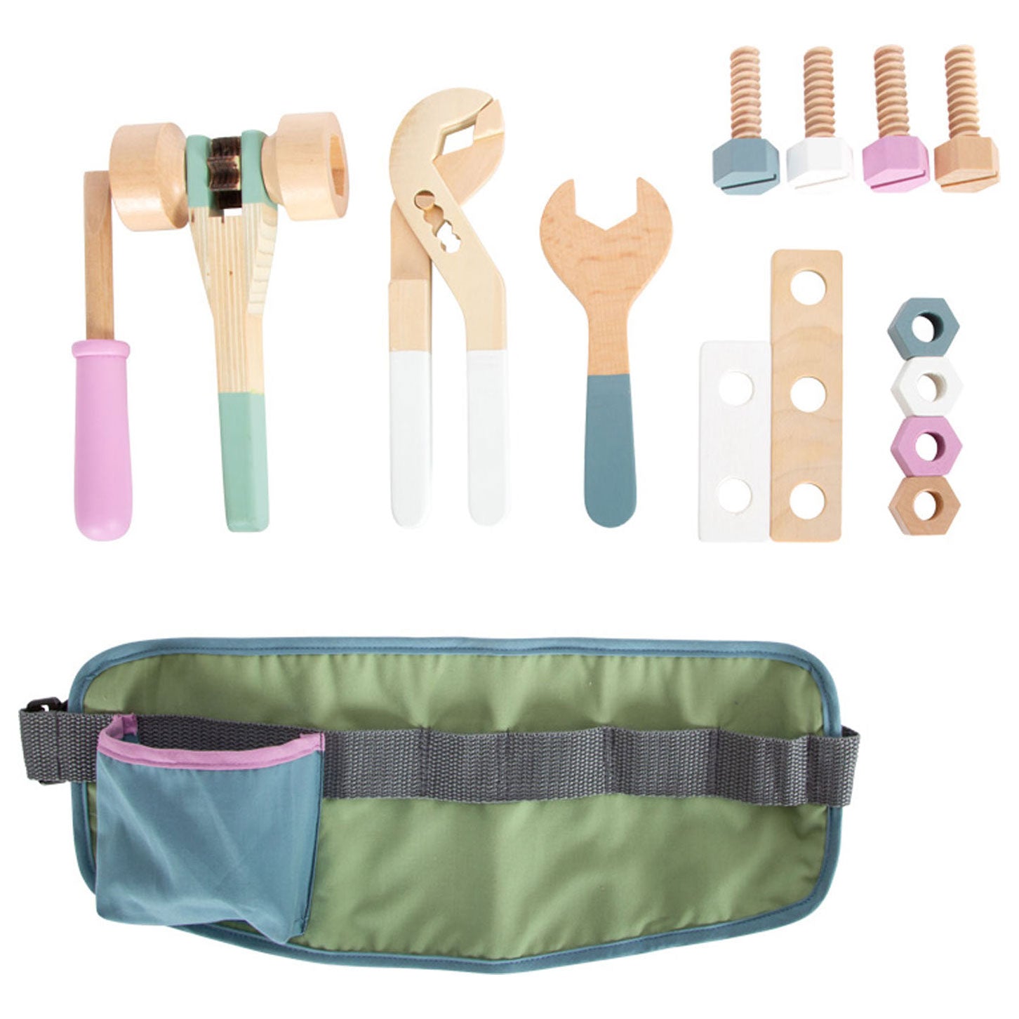 Petite ceinture à outils pour les pieds avec outils en bois, 15pcs.