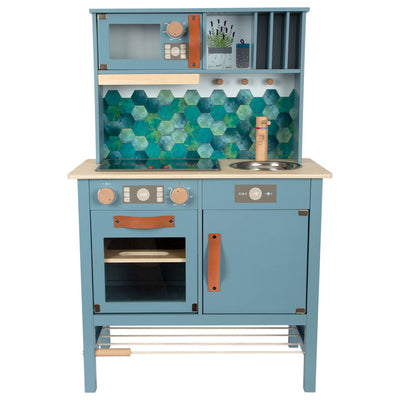 Cuisine pour enfants en bois à petit pied bleu, 7dlg.