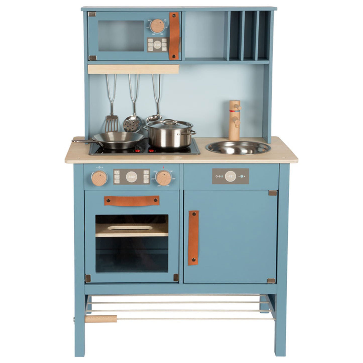 Cuisine pour enfants en bois à petit pied bleu, 7dlg.