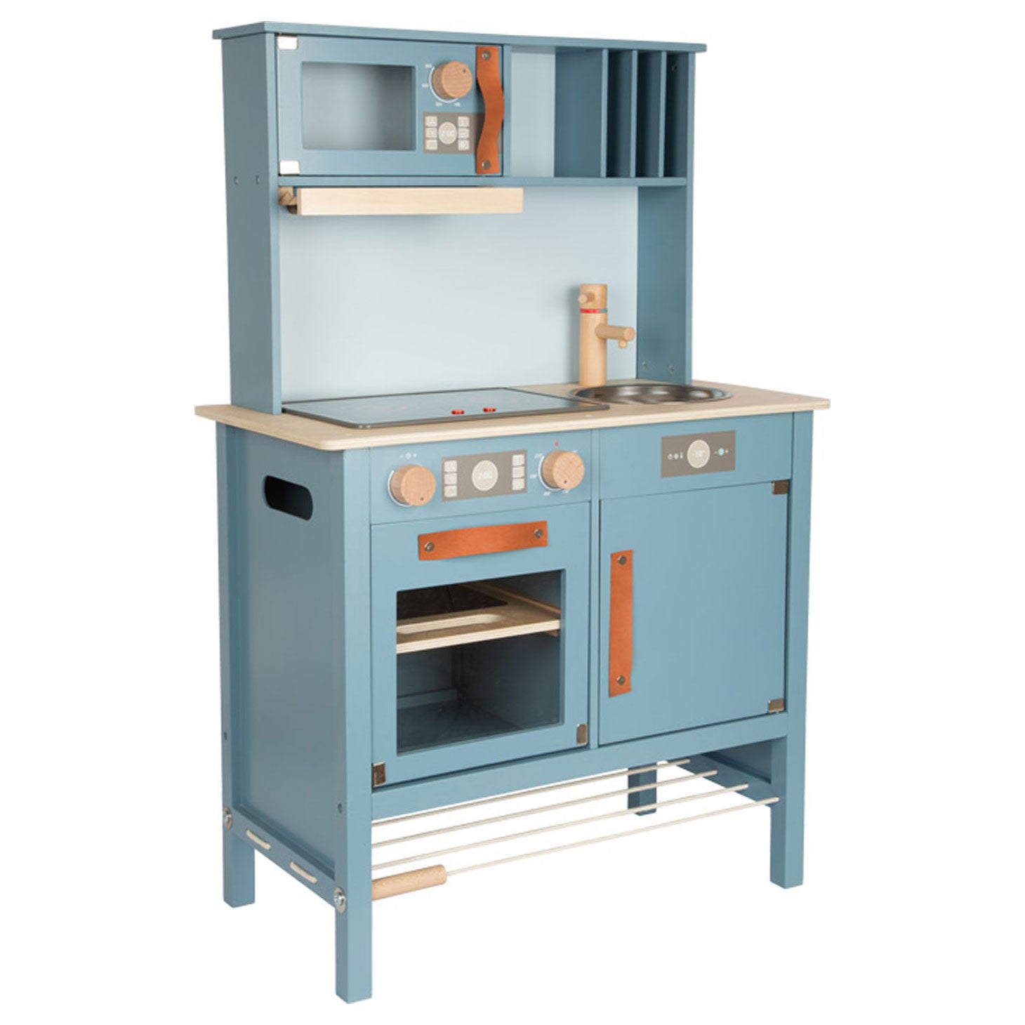 Cuisine pour enfants en bois à petit pied bleu, 7dlg.