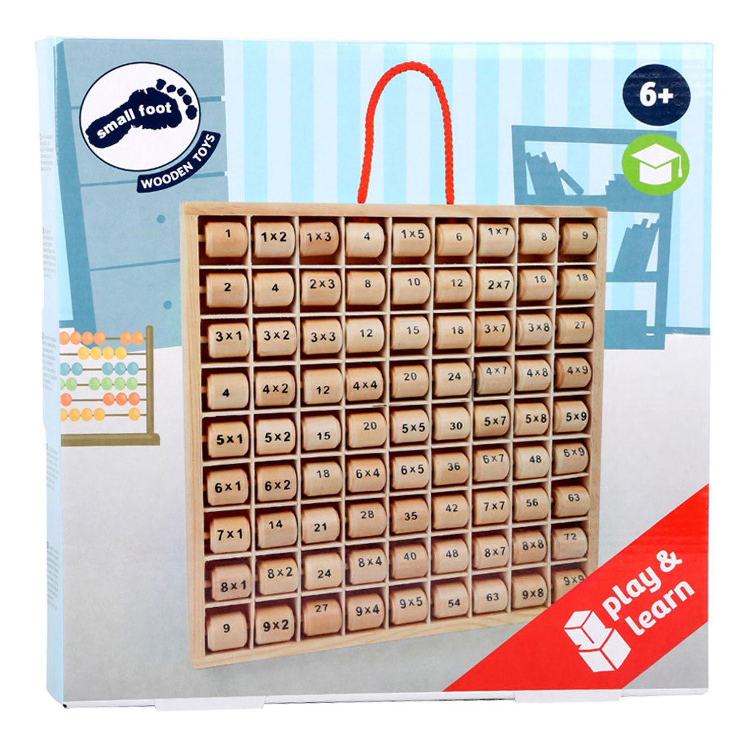 Tableau de multiplication en bois de petit pied 1x1