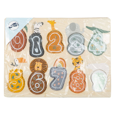 Petit-pied de puzzle de numéro de bois safari