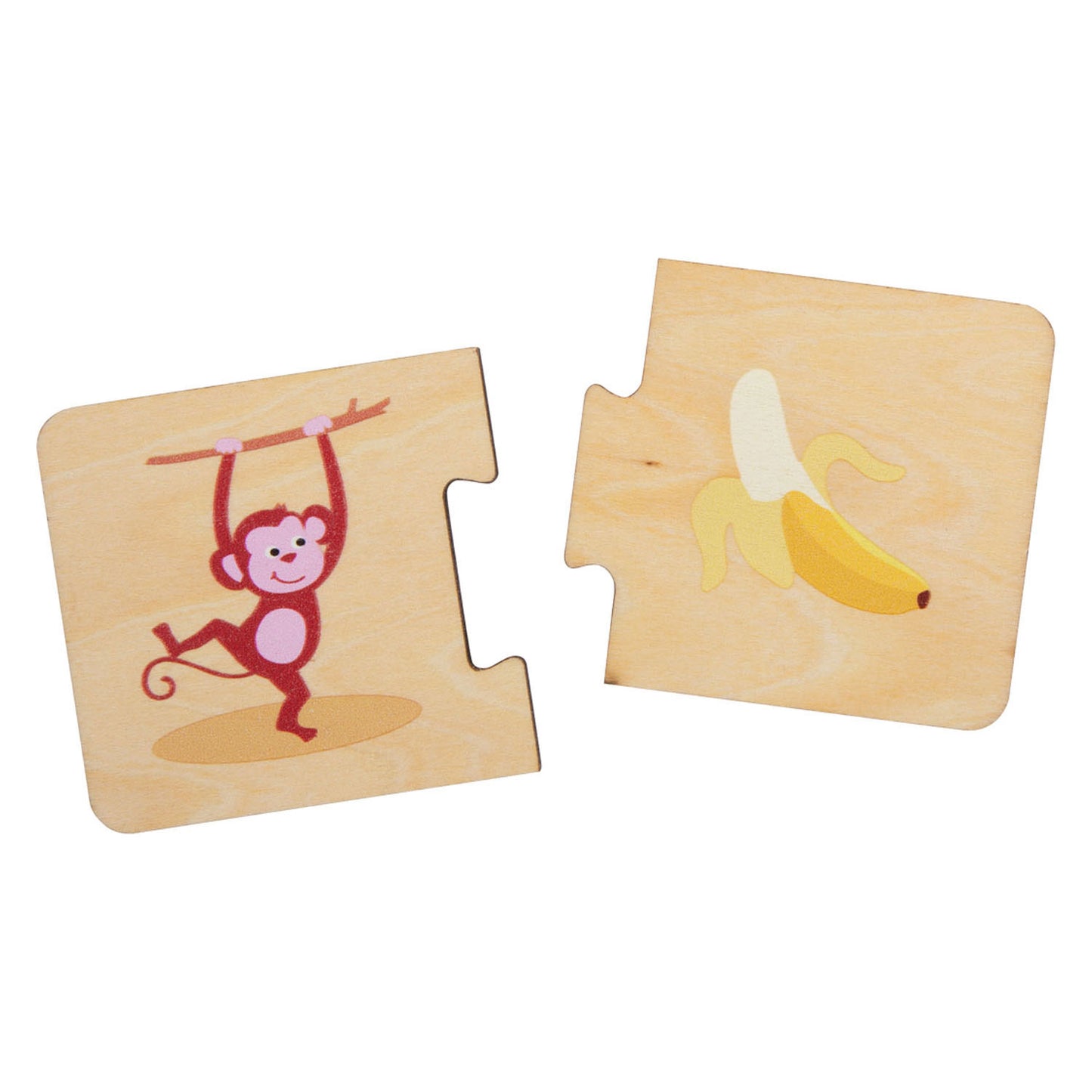 Animaux de puzzle en bois à petit pied et leur nourriture