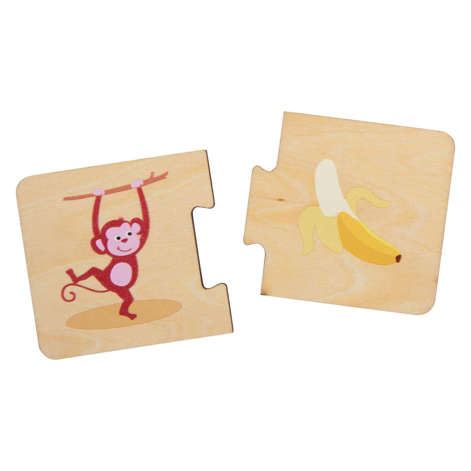 Animaux de puzzle en bois à petit pied et leur nourriture