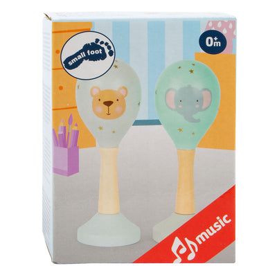 Petit pied de bébé en bois hochet maracas dier, ensemble de 2
