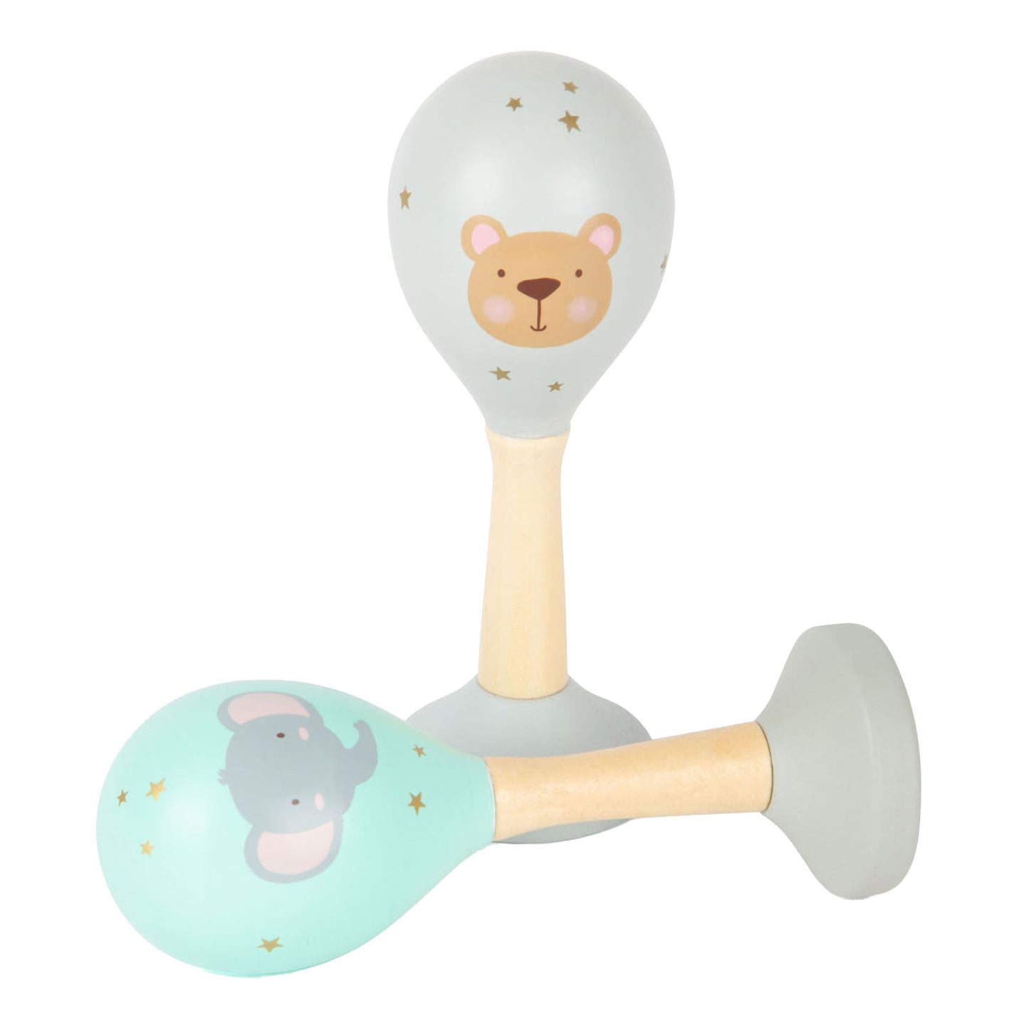 Petit pied de bébé en bois hochet maracas dier, ensemble de 2
