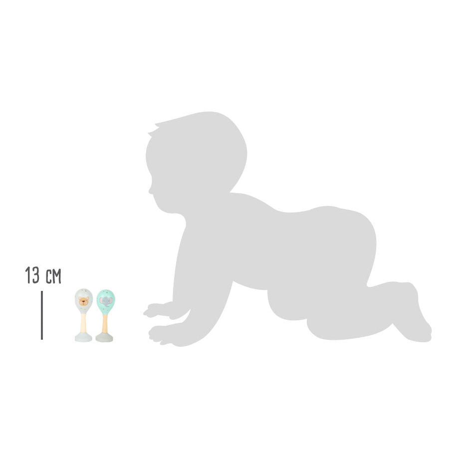 Petit pied de bébé en bois hochet maracas dier, ensemble de 2