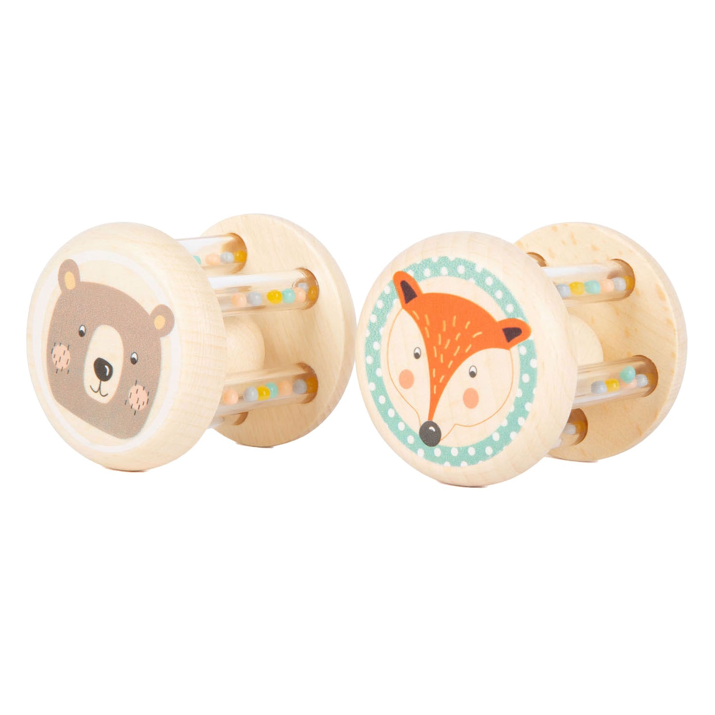 Animal de hochet en bois petit pied, ensemble de 2