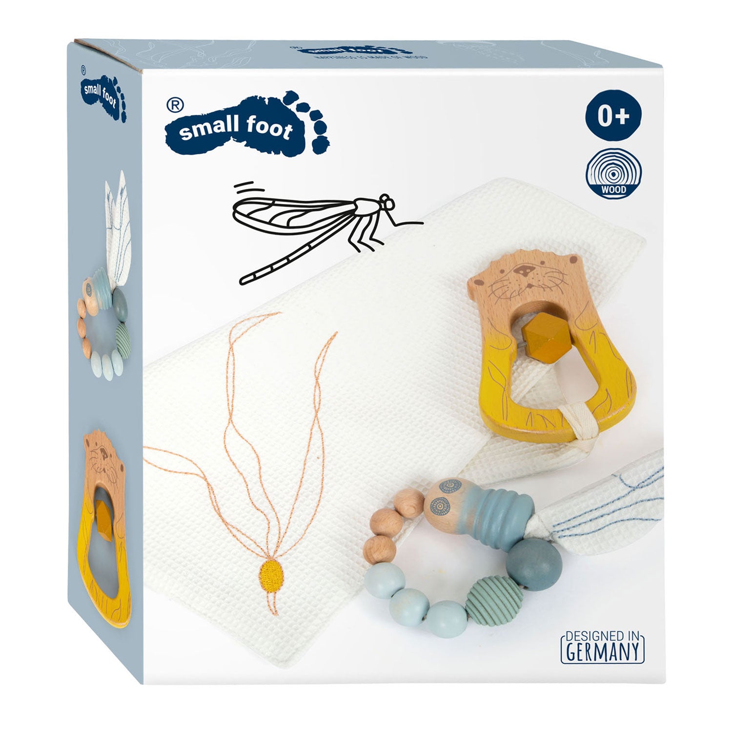Petit pieds de câlin de mer côte de mer avec hochet et captivant, 3dlg.