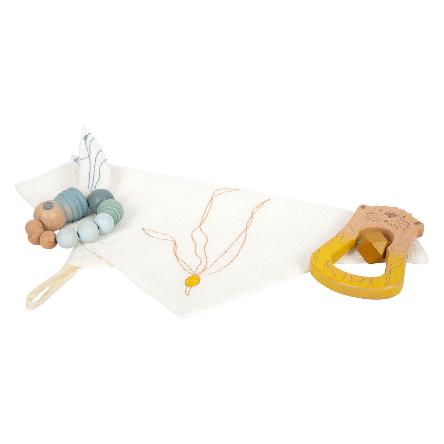 Petit pieds de câlin de mer côte de mer avec hochet et captivant, 3dlg.
