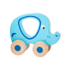 Petit pieds en bois poussoir figure animal sur roues