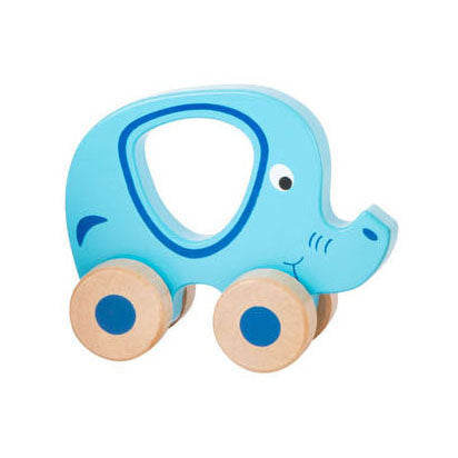 Petit pieds en bois poussoir figure animal sur roues