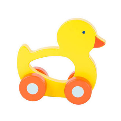 Petit pieds en bois poussoir figure animal sur roues