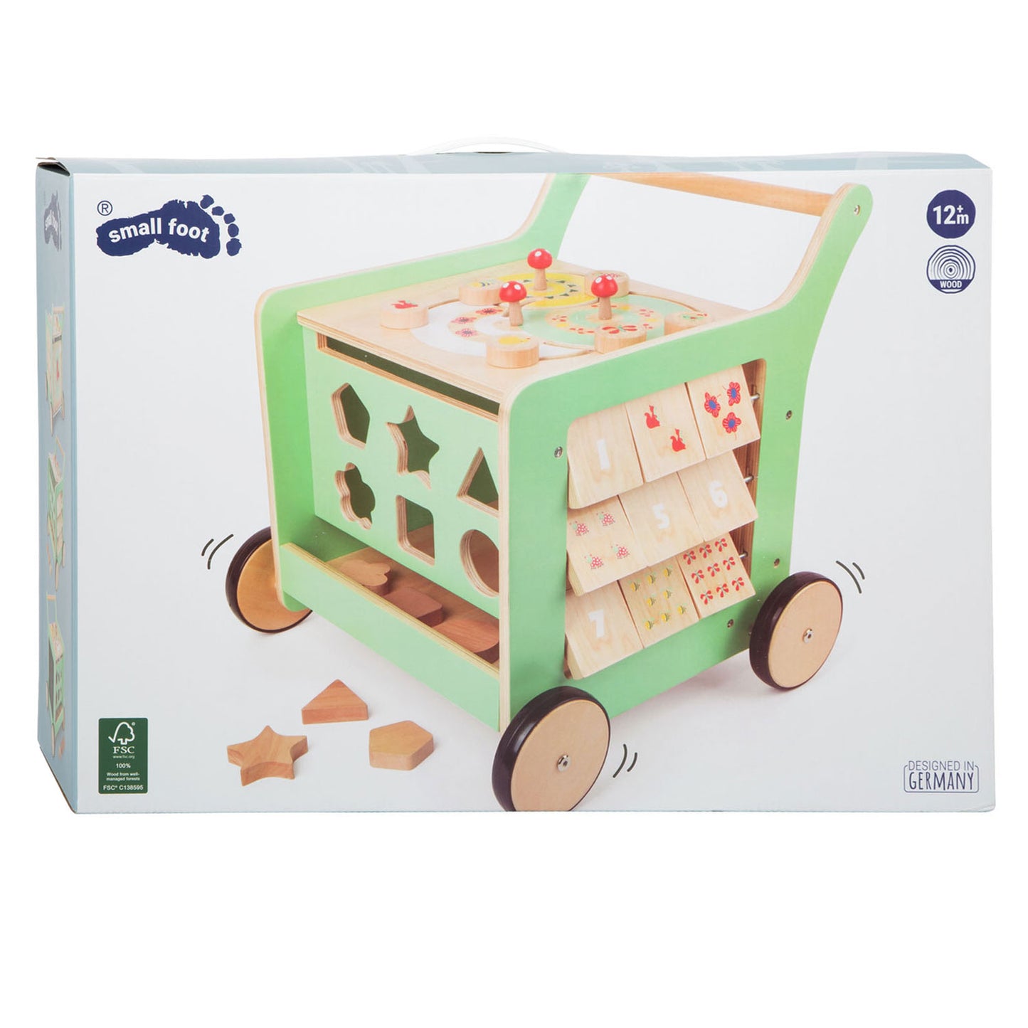 Petit pied en bois pour bébé marcheur d'activité Centre pastel vert