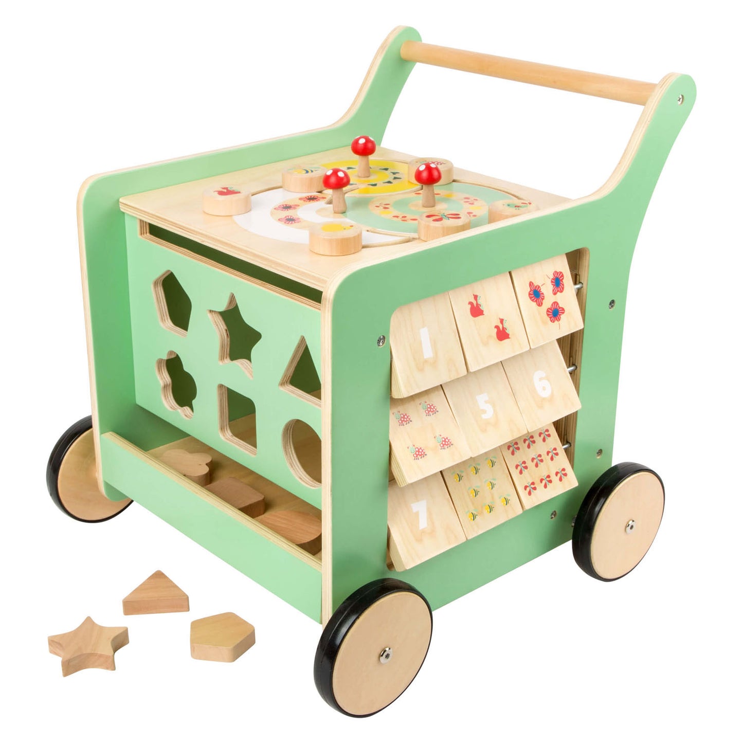 Petit pied en bois pour bébé marcheur d'activité Centre pastel vert