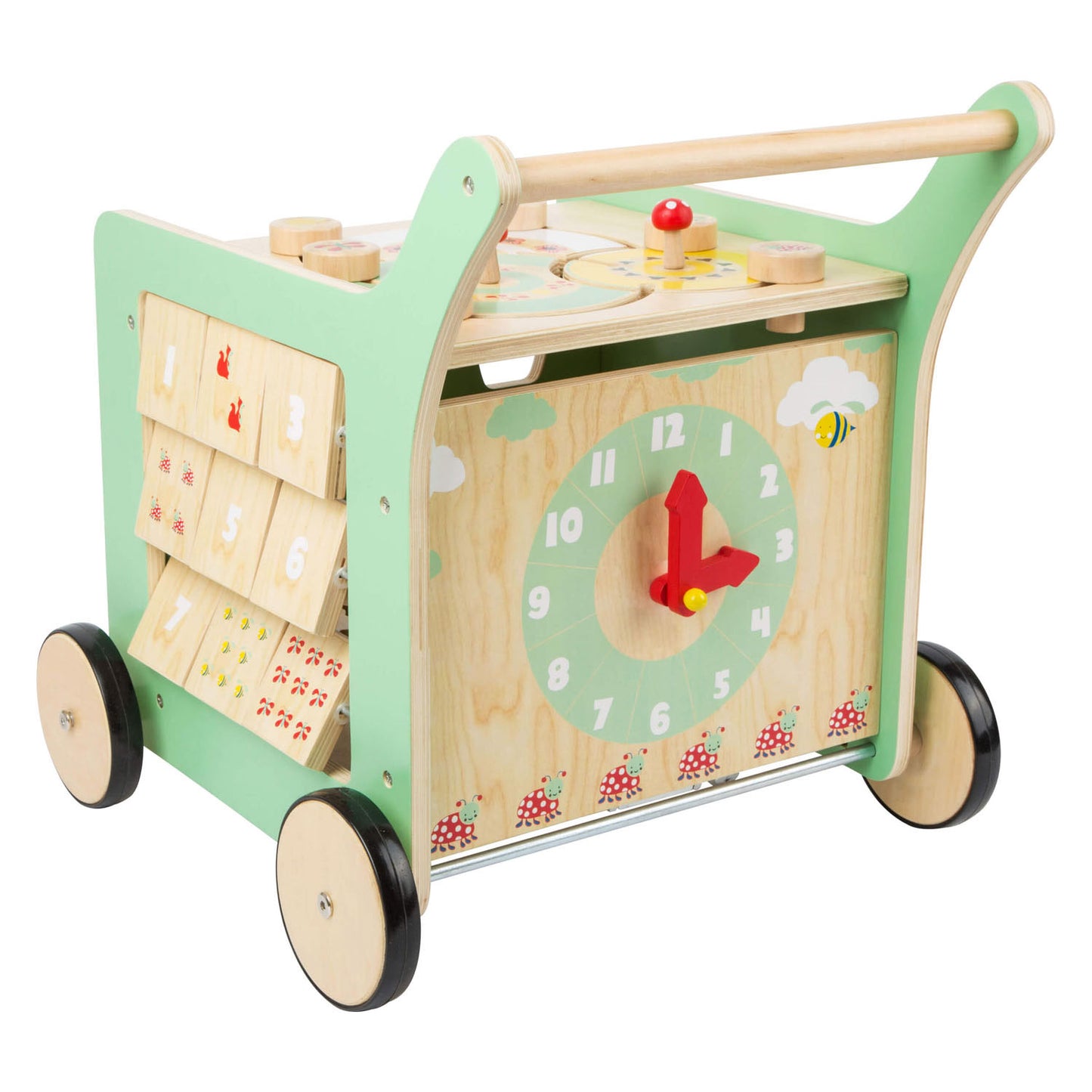 Petit pied en bois pour bébé marcheur d'activité Centre pastel vert