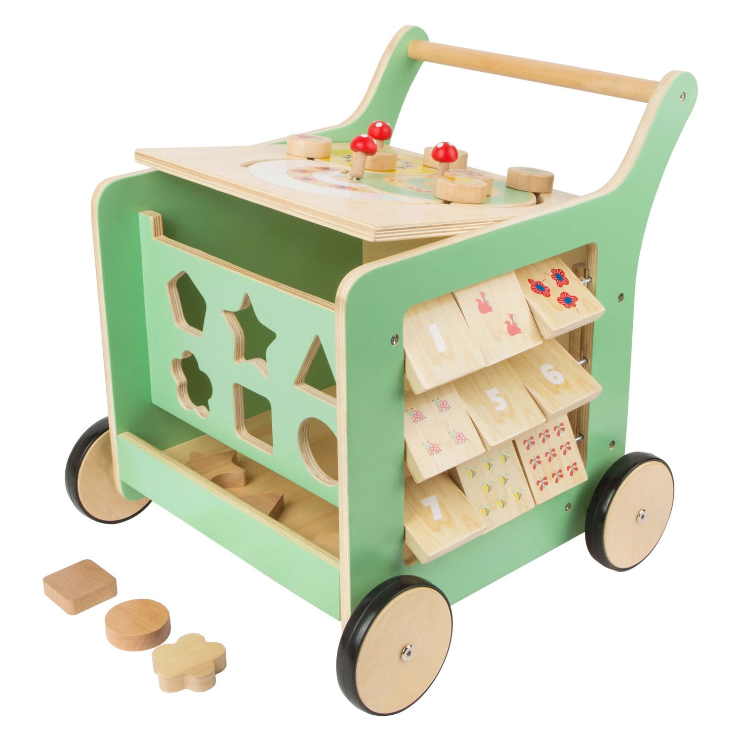 Petit pied en bois pour bébé marcheur d'activité Centre pastel vert