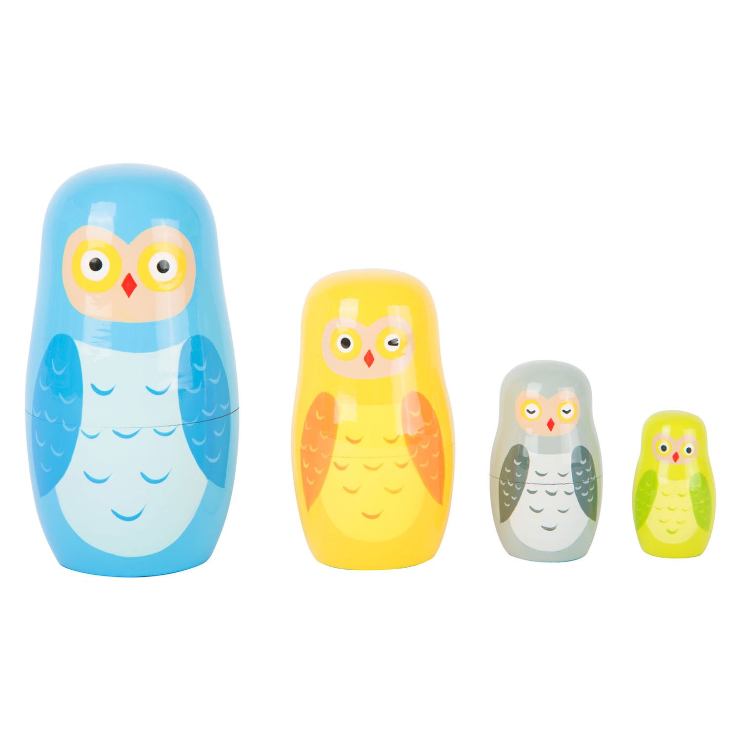 Petit pied en bois matryoshka poupées de chouettes