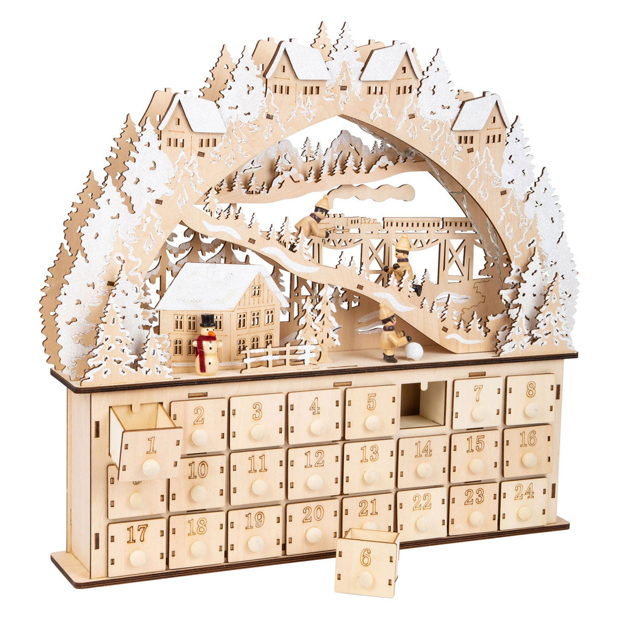 Petit pied - ski de calendrier en bois en bois