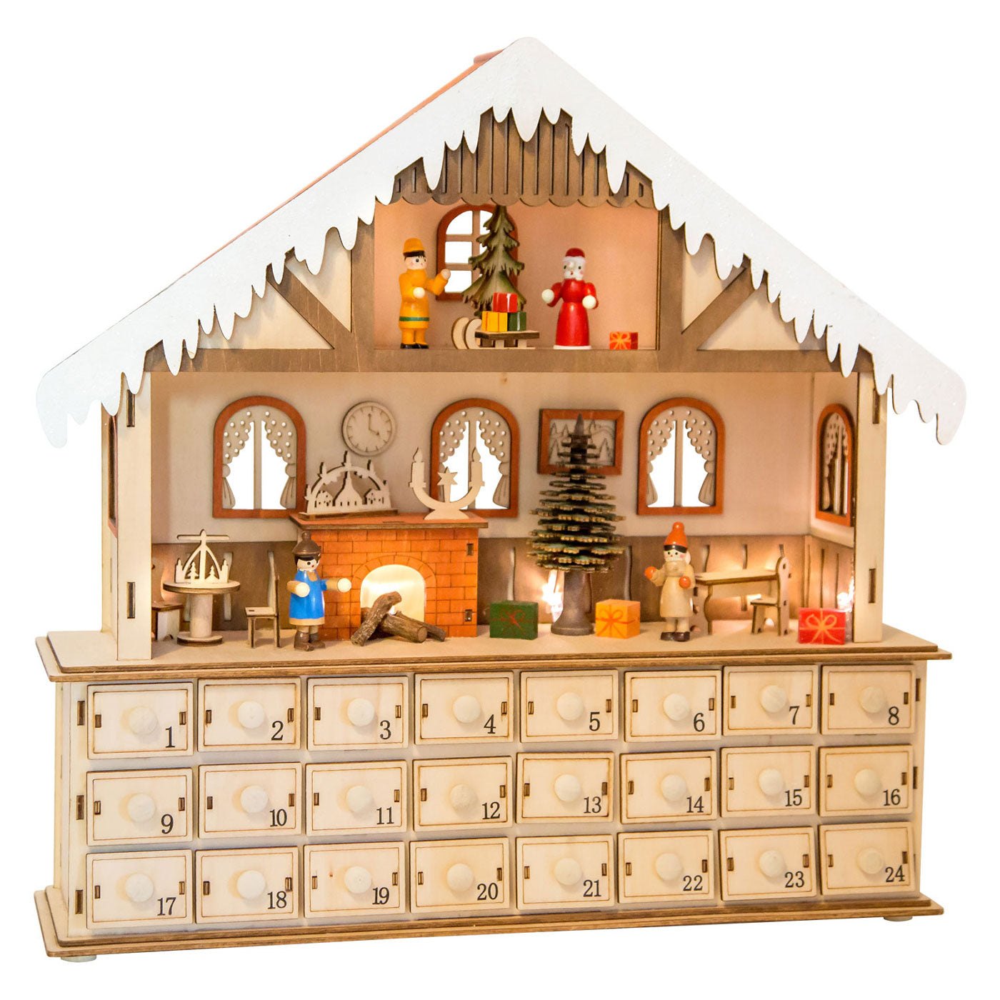 Petit pied - salon de calendrier en bois avec lumières