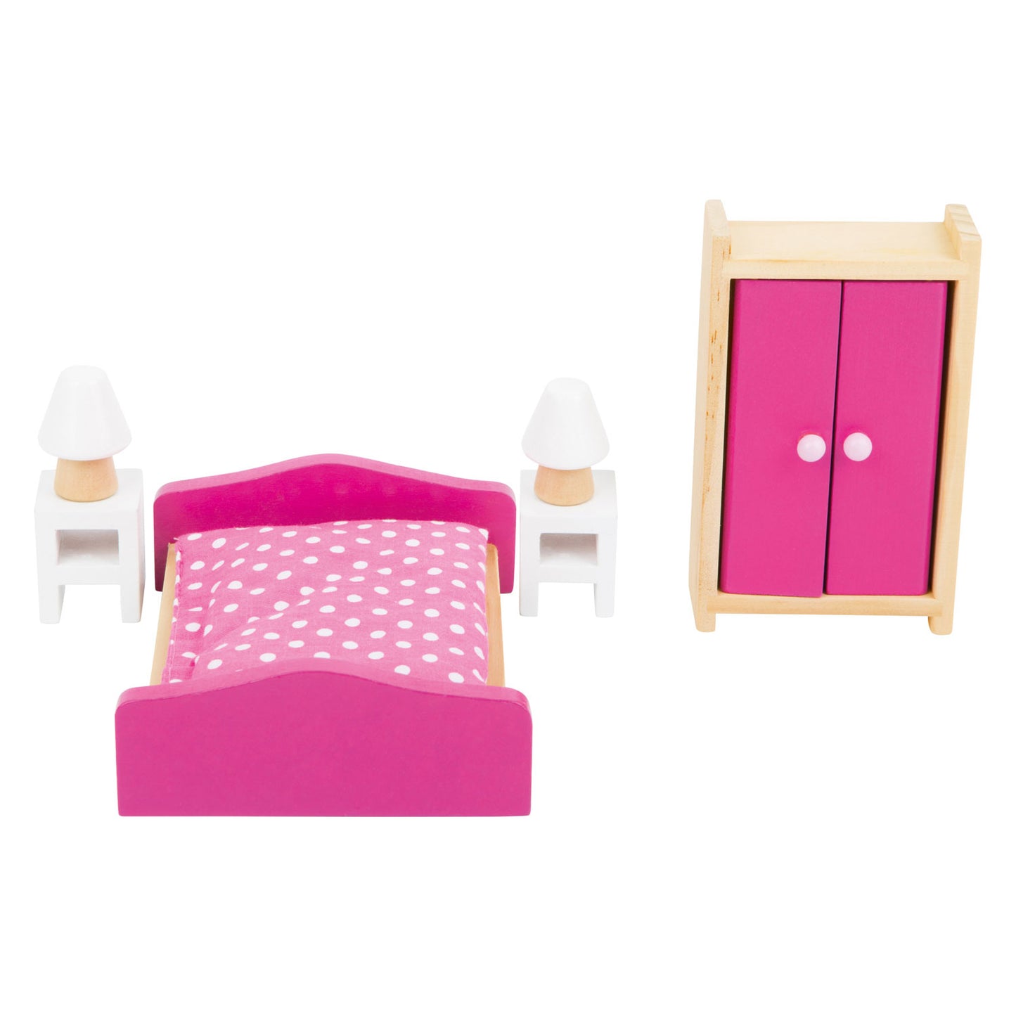 Petit pied de maison de poupée en bois chambre, 6dlg.