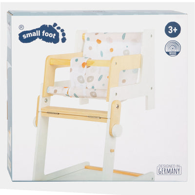 Petite chaise de poupée combinée en bois à petit pied petit bouton