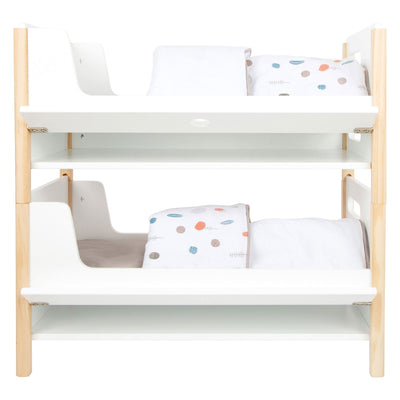 Petit pied de poupée en bois haut bouton de lit avec literie, 6dlg.