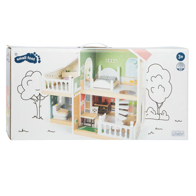 Petit-pied en bois Urban Villa Dollhouse avec meubles, 9dlg.