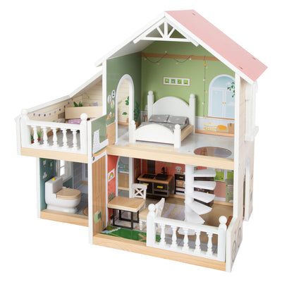 Petit-pied en bois Urban Villa Dollhouse avec meubles, 9dlg.