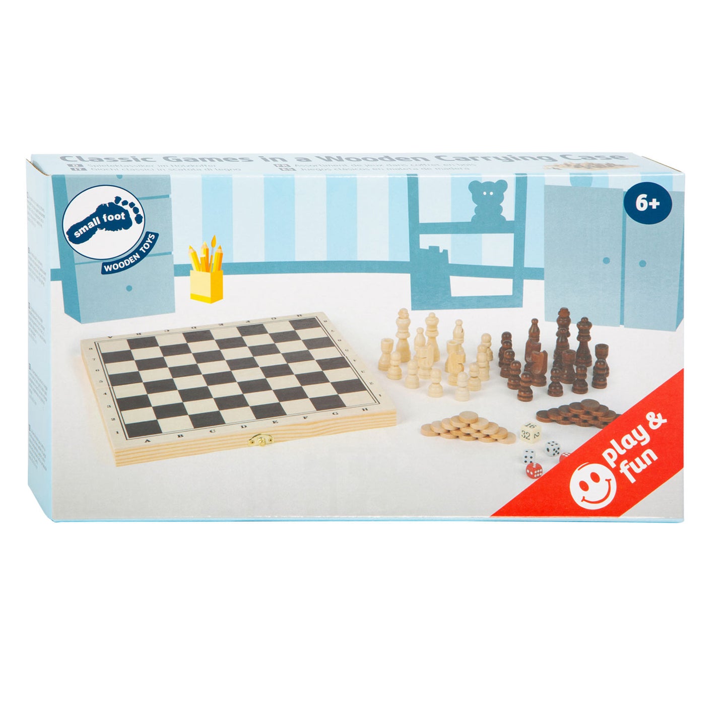 Jeux classiques en bois de petit pied 3in1 dans le cercueil