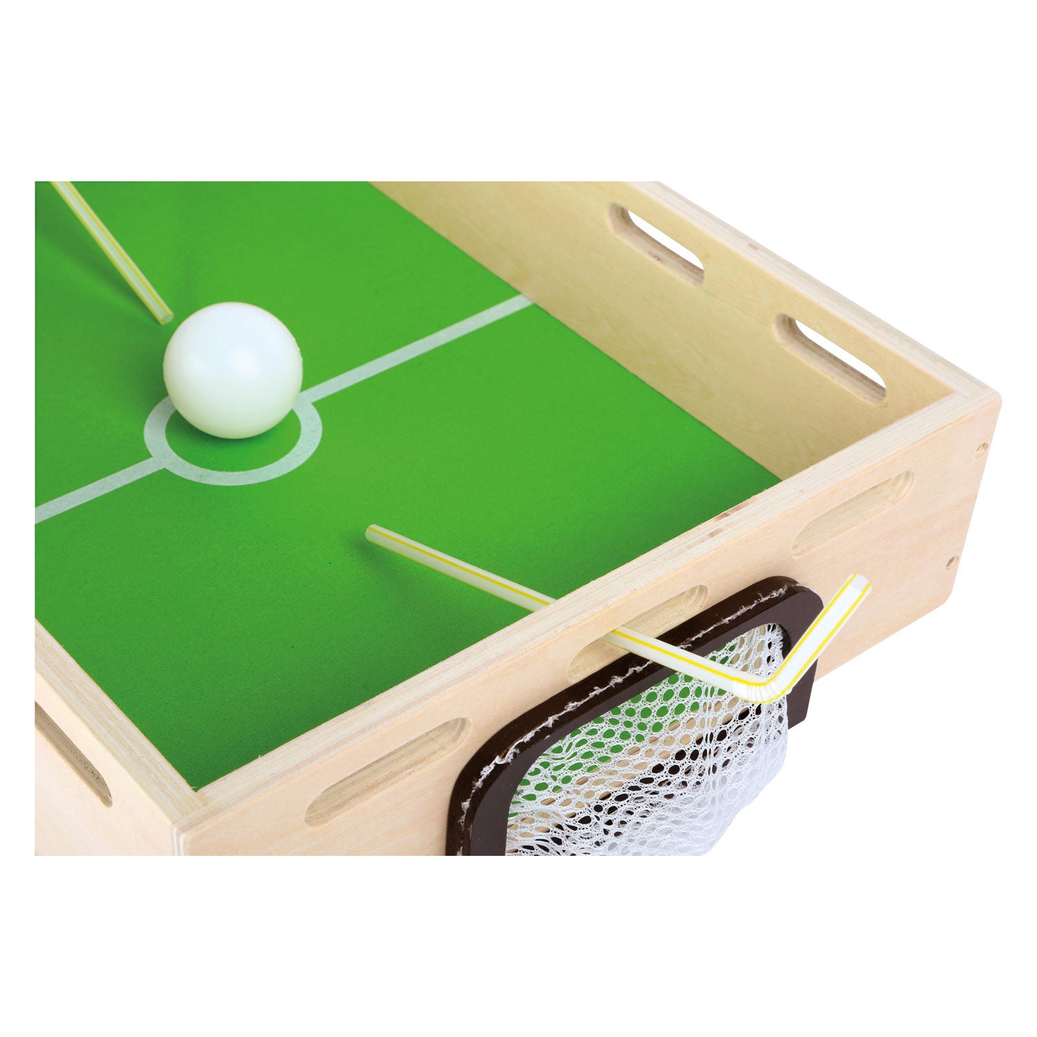 Match de football de la vessie en bois à pied
