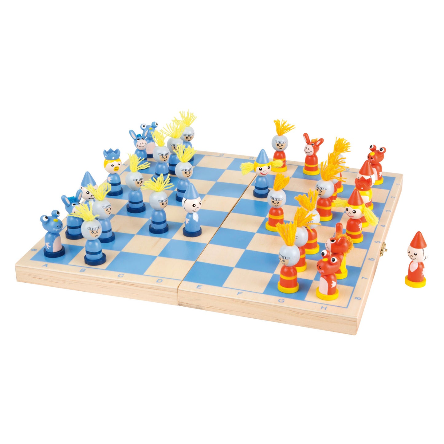 Petit pied d'échecs en bois chevaliers
