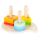 De petites formes de bois et des jouets de skappage à moteur triés, 10dlg.
