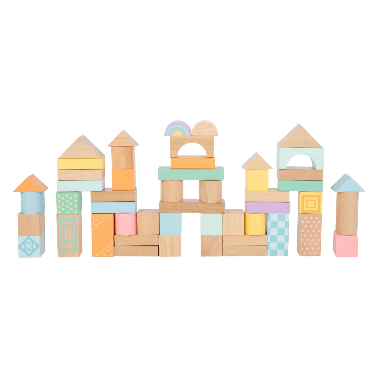 Boucons de construction en bois de petit pied pastel, 50dlg.