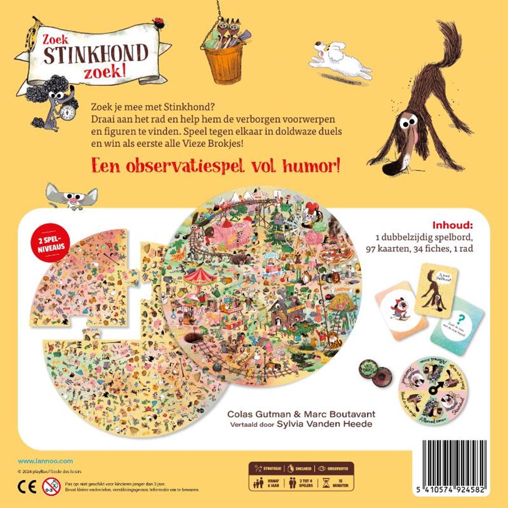 Jeu de société Terra Lannoo, jeu de recherche de chiens puants pour les enfants et la famille.