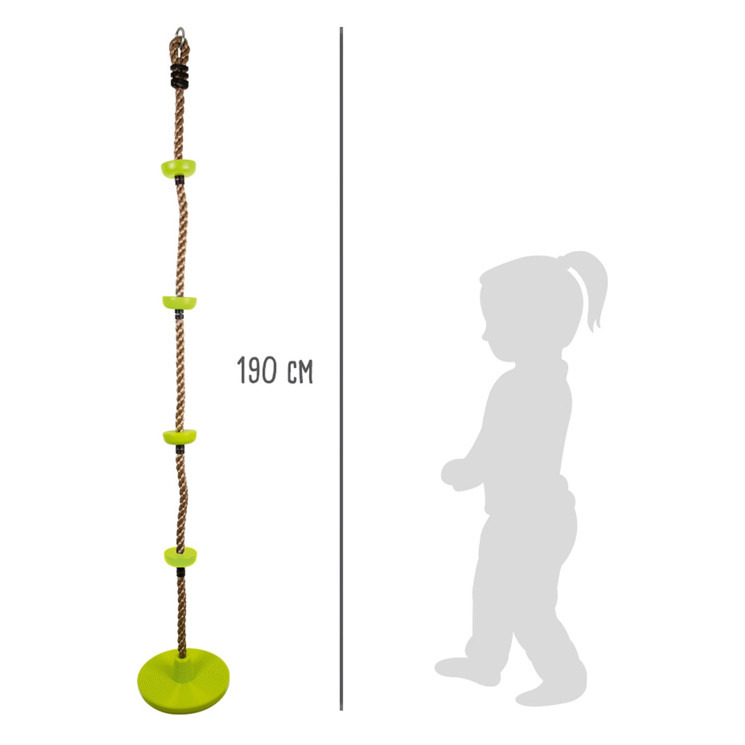 Petite corde d’escalade et balançoire 2 en 1 vert, 190cm