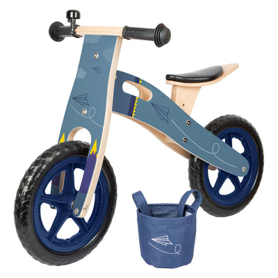 Petit pied avion en bois bleu