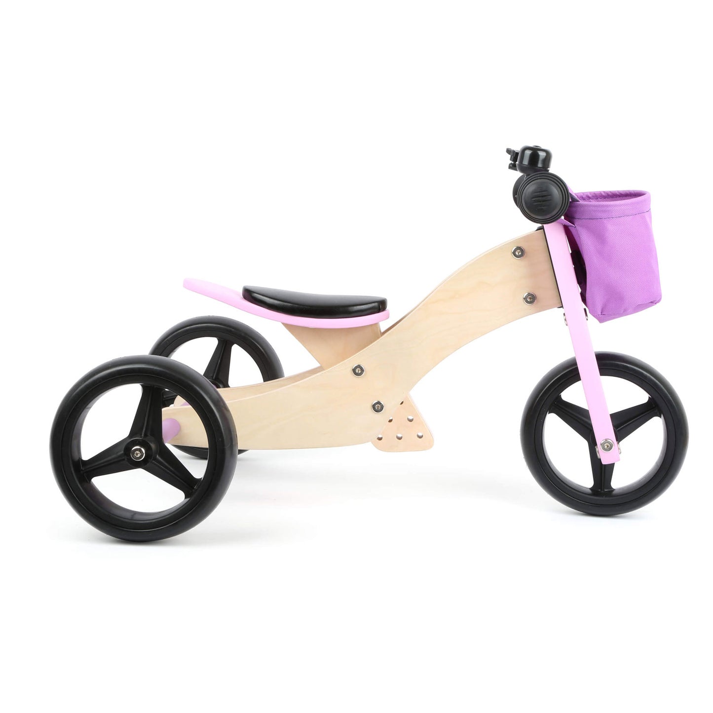 Petit tricycle en bois de petit pied et rose 2in1