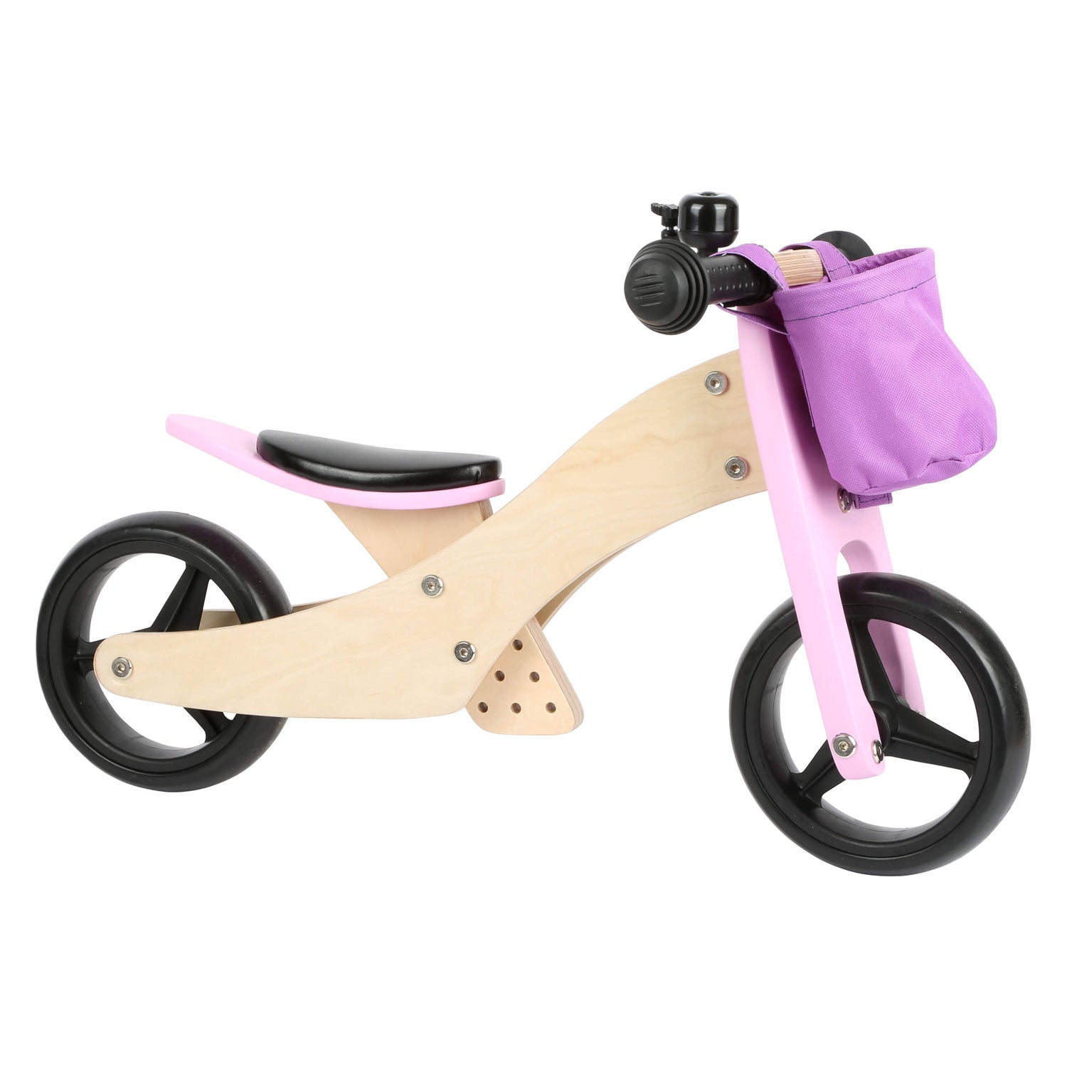 Petit tricycle en bois de petit pied et rose 2in1