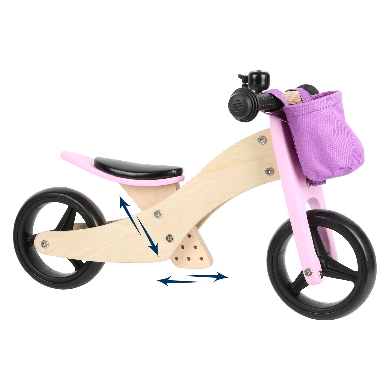 Petit tricycle en bois de petit pied et rose 2in1