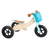 Petit tricycle en bois de pied et turquoise maxi 2in1