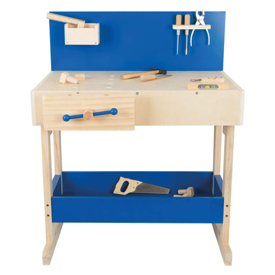Banque de travail de jouet en bois à petit pied avec accessoires