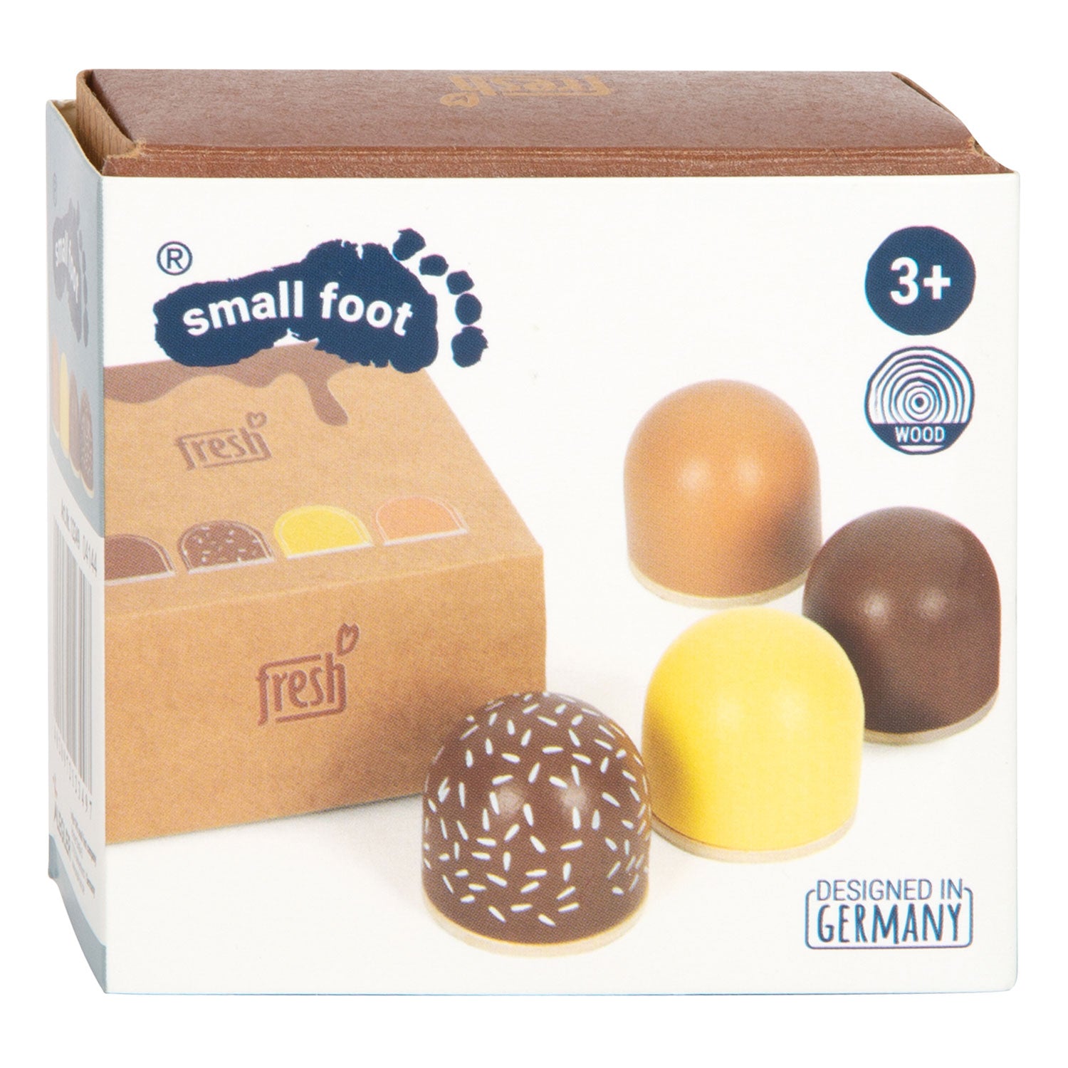 Playetts en bois petit pied, guimauves, 4dlg.