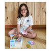 Pétage de jouets en bois à petit pied avec accessoires, 15dlg.